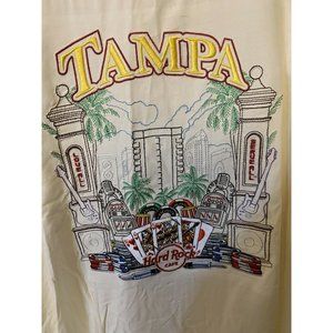 New Hard Rock Cafe Men's Sz L Tampa Florida Embroidered Casino Cards Ivory Shirt